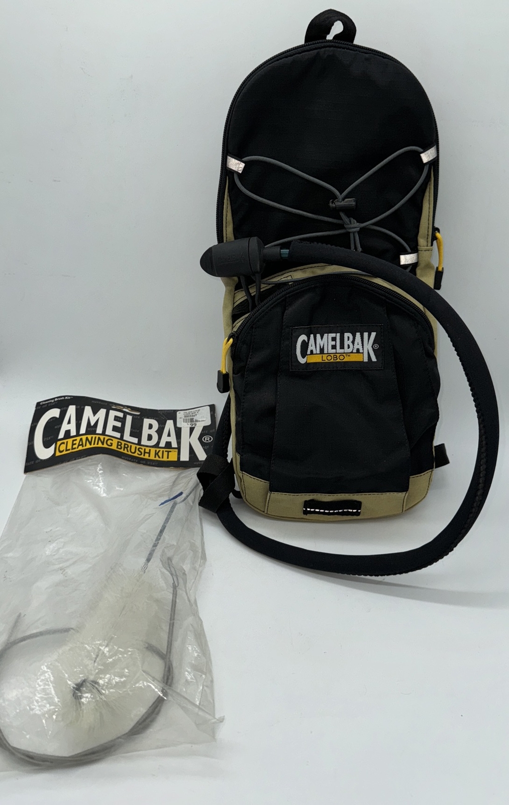 Camelbak Lobo Black Tan Hydration Pack W/ Bladder And Cleaning Brush Kit