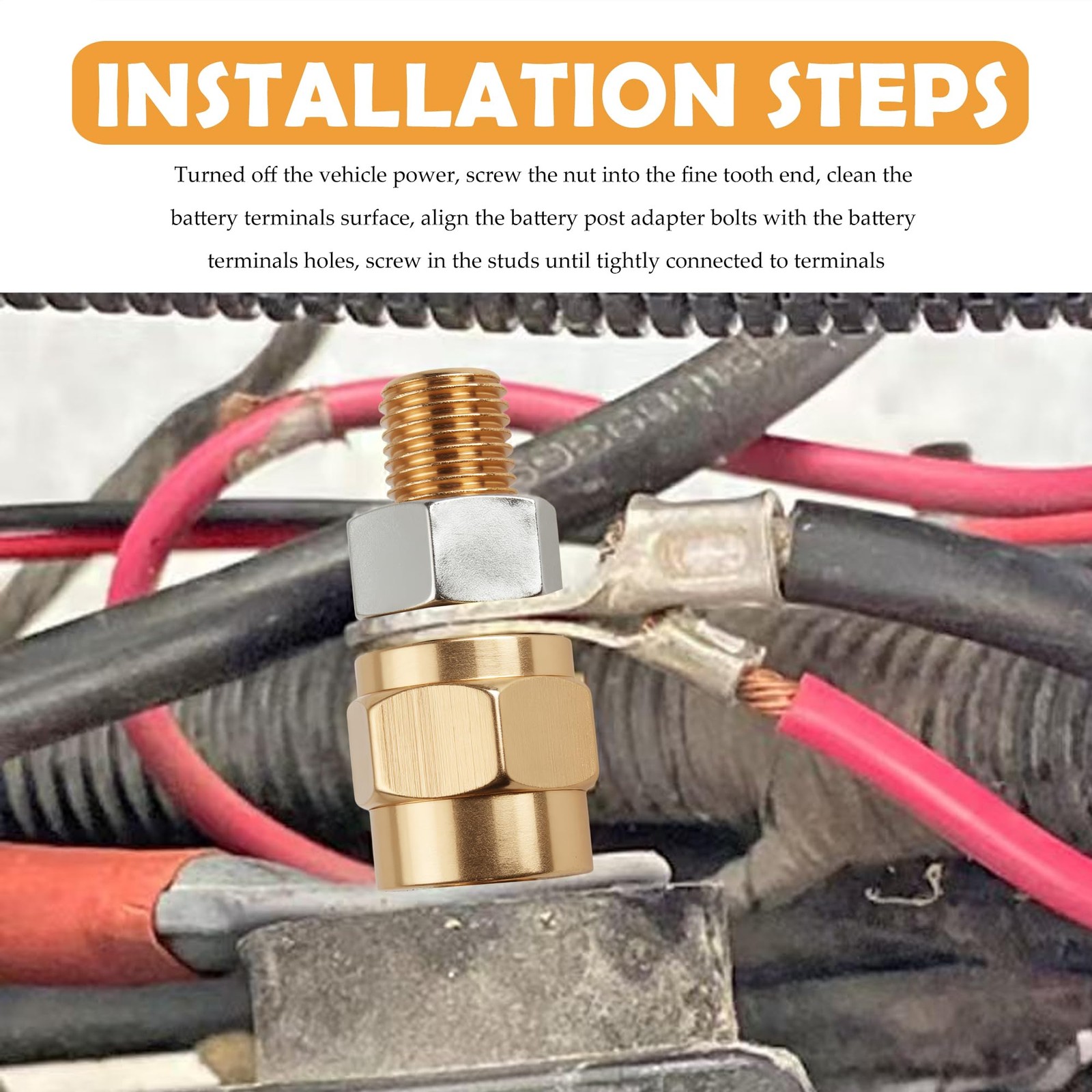2 Set Side Post Battery Terminal Extension Bolt with Nuts,3/8"-16 Coarse and ...