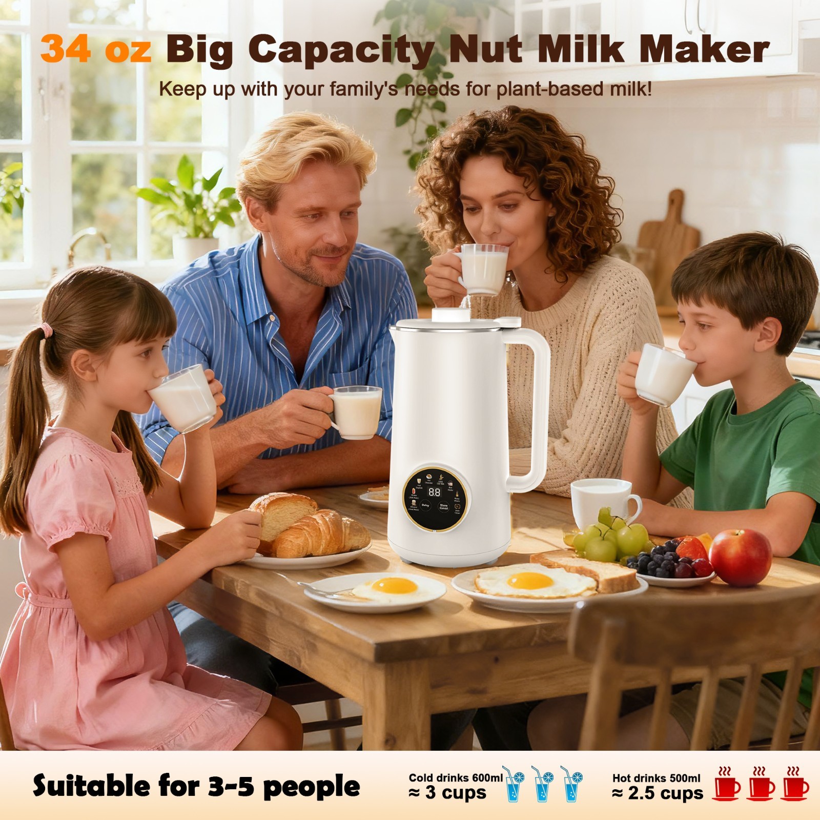 Moreblue 10-in-1 Automatic Nut Milk Maker, 34oz Soy Milk Maker Machine
