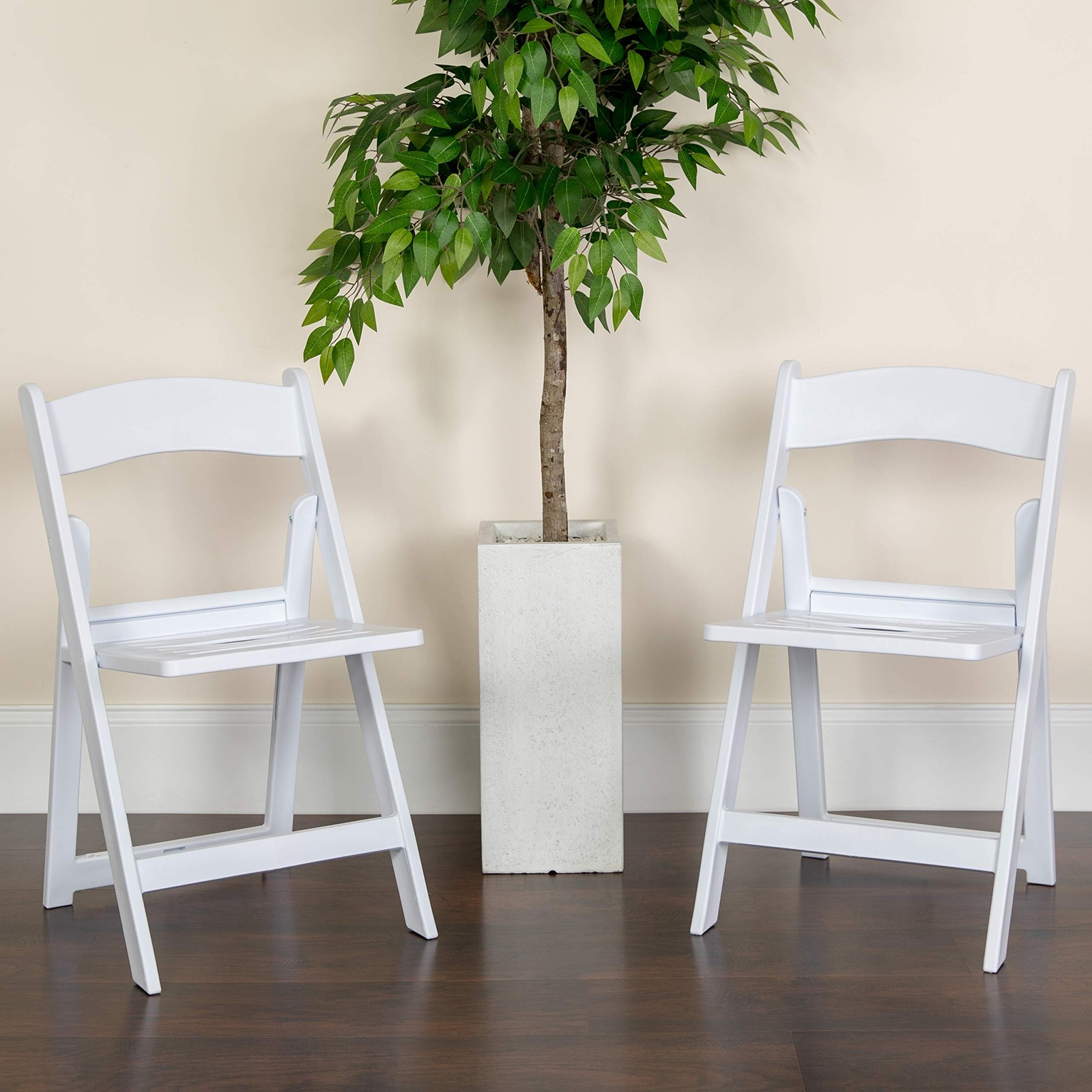 Flash Furniture 4 Pack Hercules Series 800 Lb. Capacity White Resin Folding