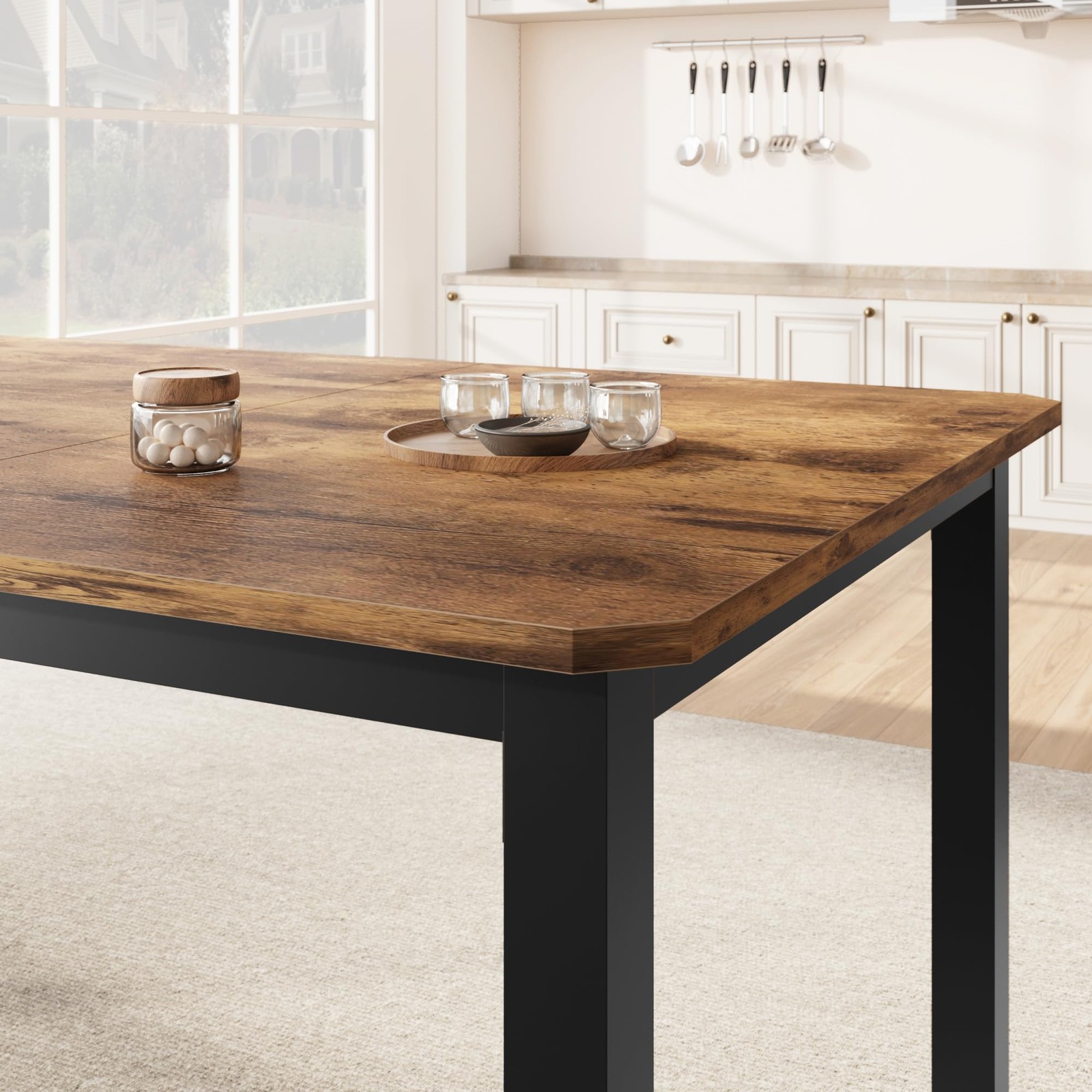Rectangular Dining Table for 6-8 People, 78.7 inch Kitchen Table for Living Room