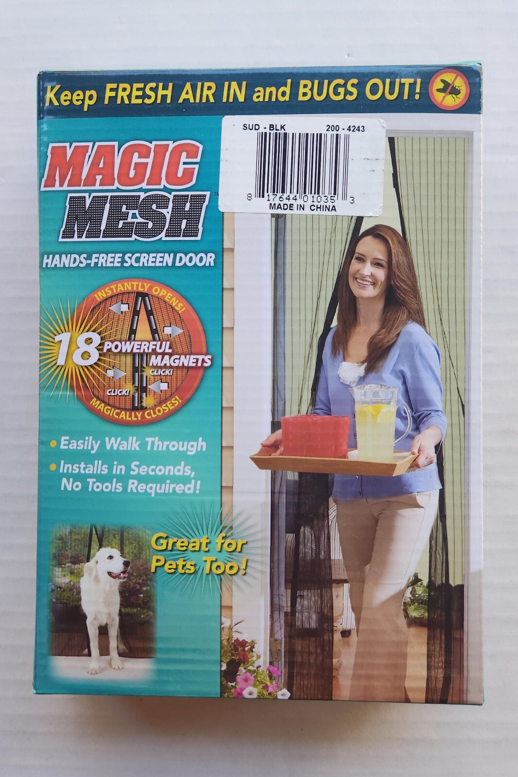 Magic Mesh Hands-Free Screen Door - 18 Powerful Magnets - Fits Single Doors