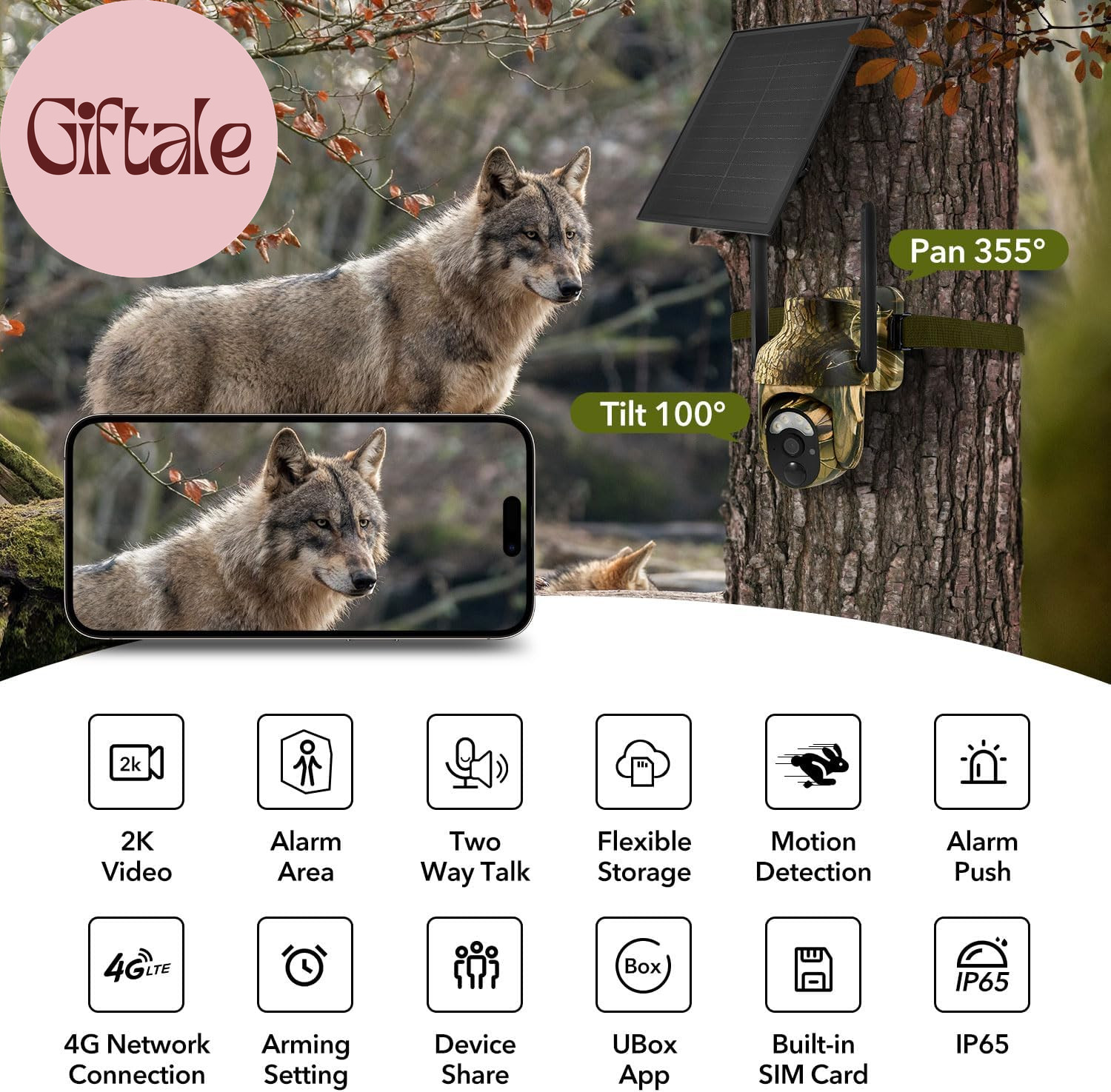 4G LTE Cellular Trail Camera 2K 360° View Live Streaming Game Camera Built-In SI