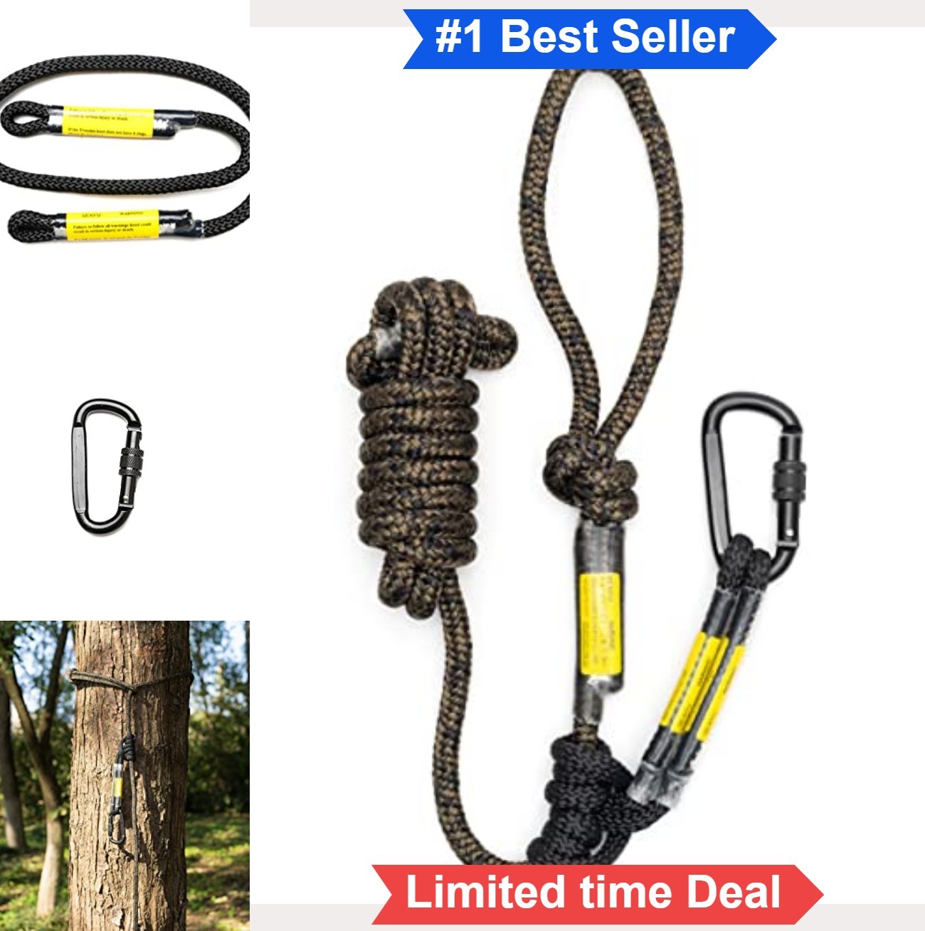 Treestand Safety Rope 10ft Linemans Rope for Hunting Prusik Knot Lifeline Tree