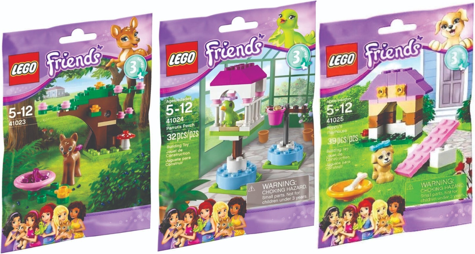 LEGO Friends Animal Series 3 - 41023 41024 41025 Parrot Puppy Fawn Roll NEW