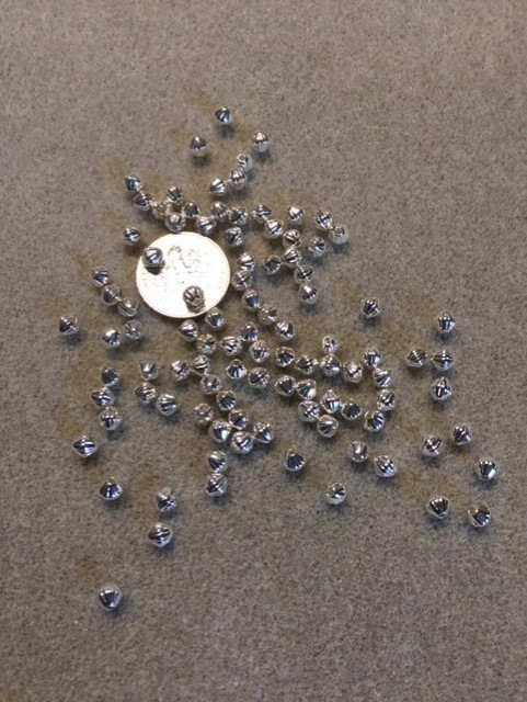 100 Silver Plated Corrugated Bicone Beads 4mm