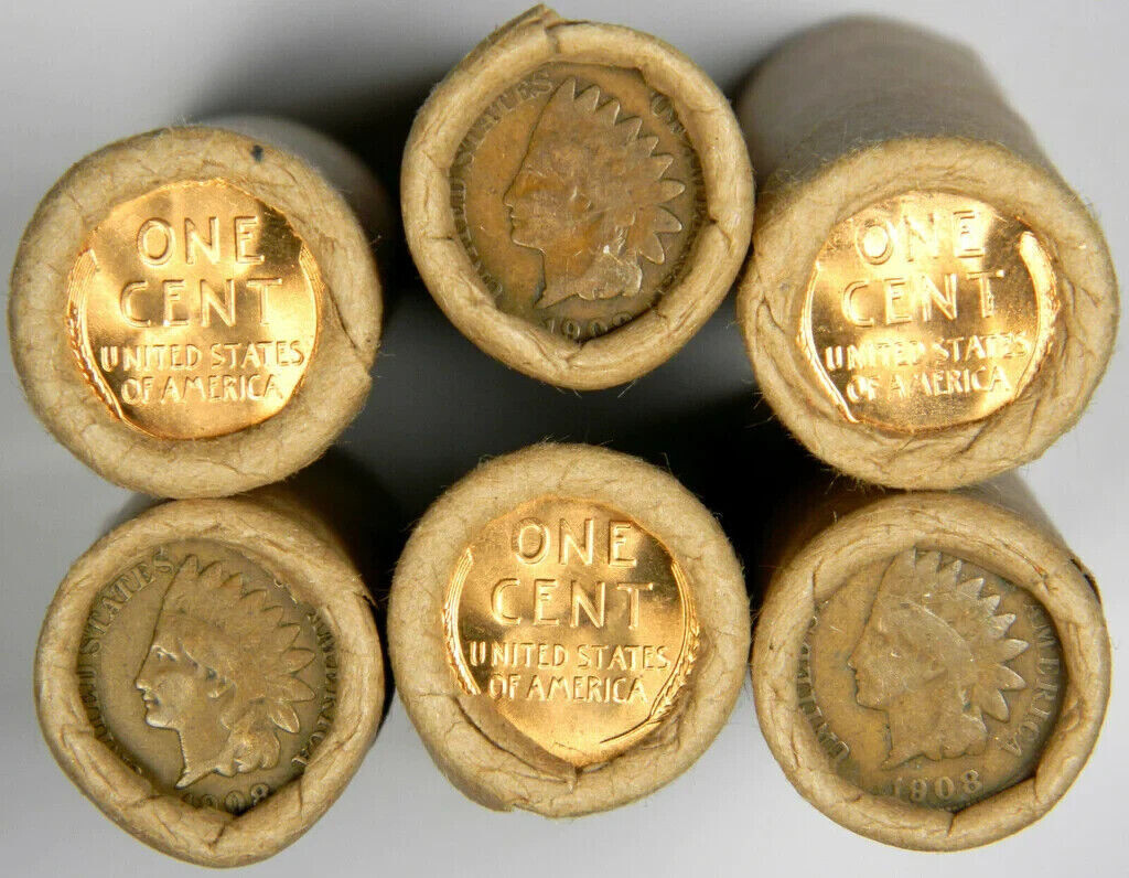 1908 Indian End / BU Wheat End ~ Estate Sale ~ Circulated Wheat Rolls ~ ONE ROLL