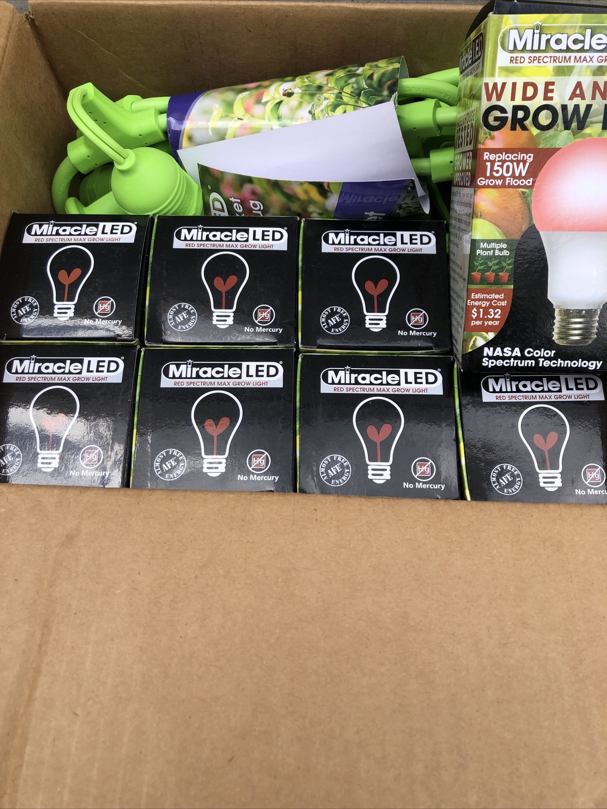 Miracle LED Greenhouse in a Box Grow Kit Indoor Plants - 8 Red Spectrum & Plugs