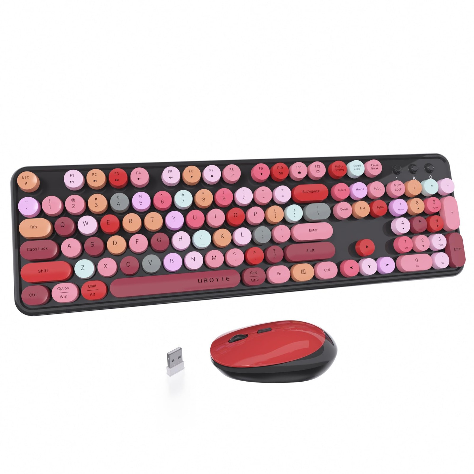 UBOTIE Colorful Wireless Keyboard and Mouse Combos, Retro Typewriter Floating...
