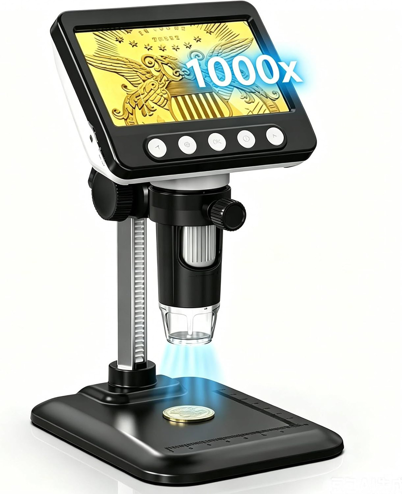 Coin Microscope, 4.3" LCD USB Digital 1000X 1080P Coin Magnifier | 8 Adjustable