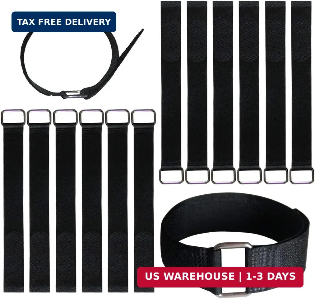 12 inch Reusable Fastening Cable Straps - Hook and Loop Fixing Straps - 12 Pack