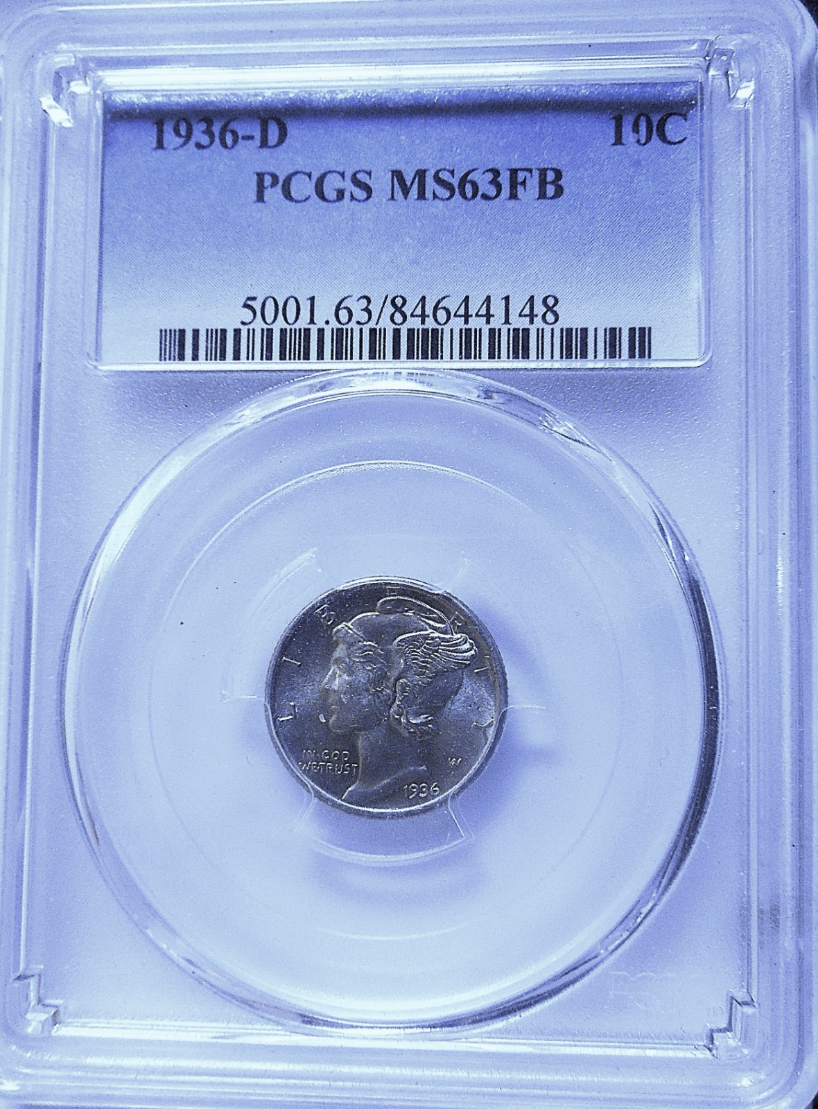 1936-d Mercury Dime . PCGS MS63FB  Choice BU . Full Bands