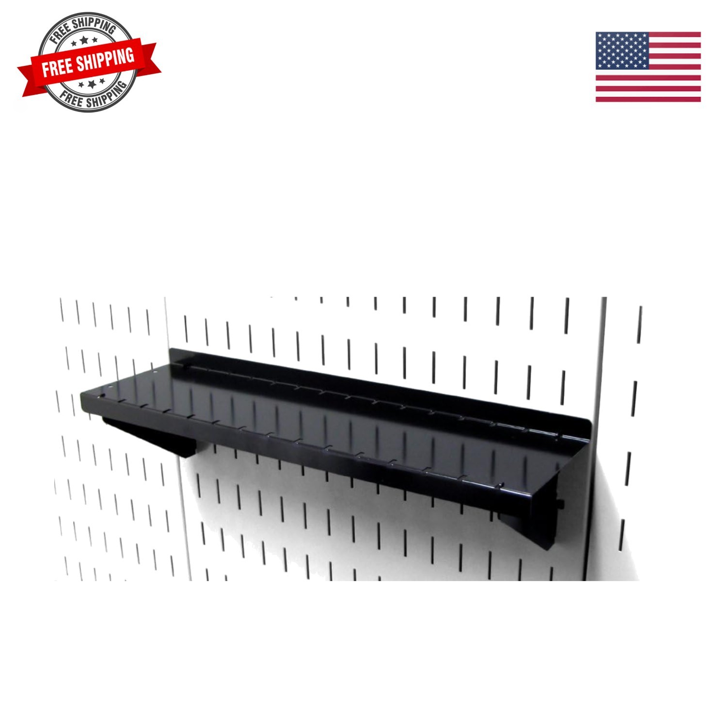 Shelf 4in Deep Pegboard Shelf Assembly Pegboard and Slotted Tool Board - Black