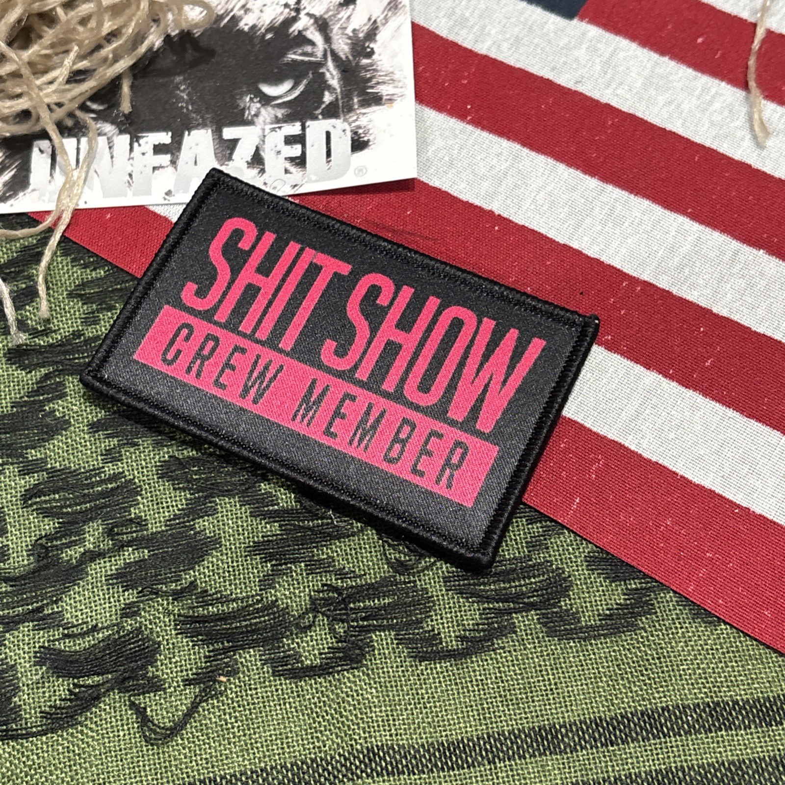 PINK Sh$t Show Crew Member Tactical Hook Loop Patch High Quality 2x3
