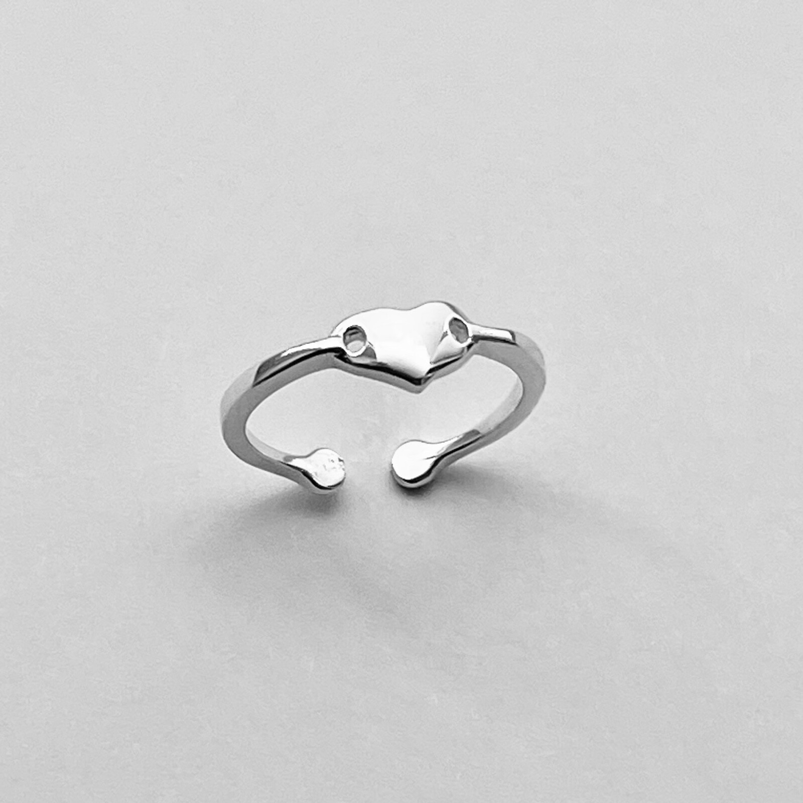 Sterling Silver Solid Heart Toe Ring, Adjustable Ring, Silver Ring, Heart Ring