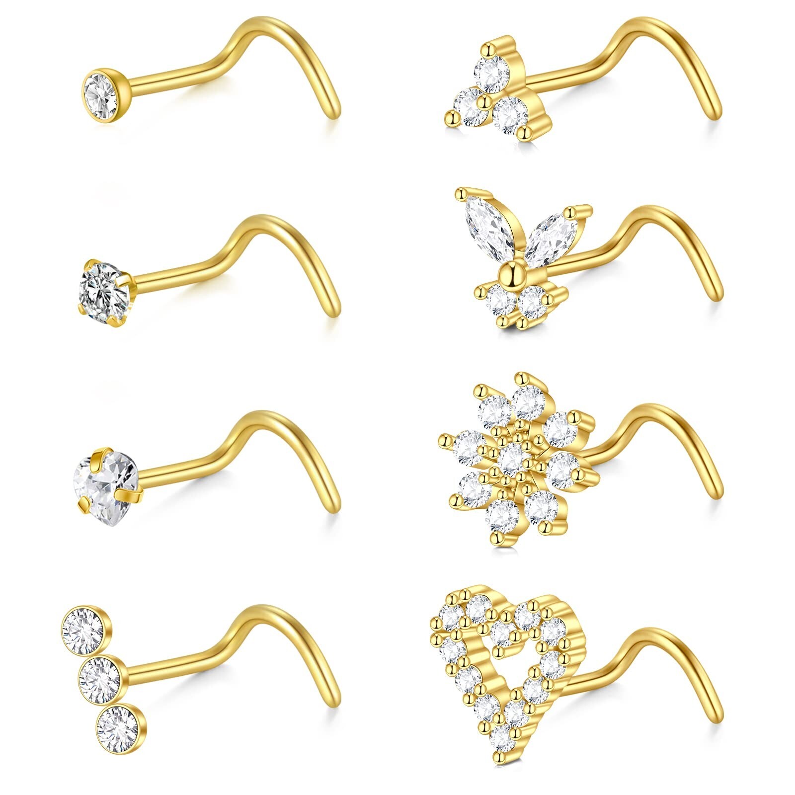 Briana Williams Nose Studs Nose Rings for Women 18G 20G Corkscrew Nose Ring S...