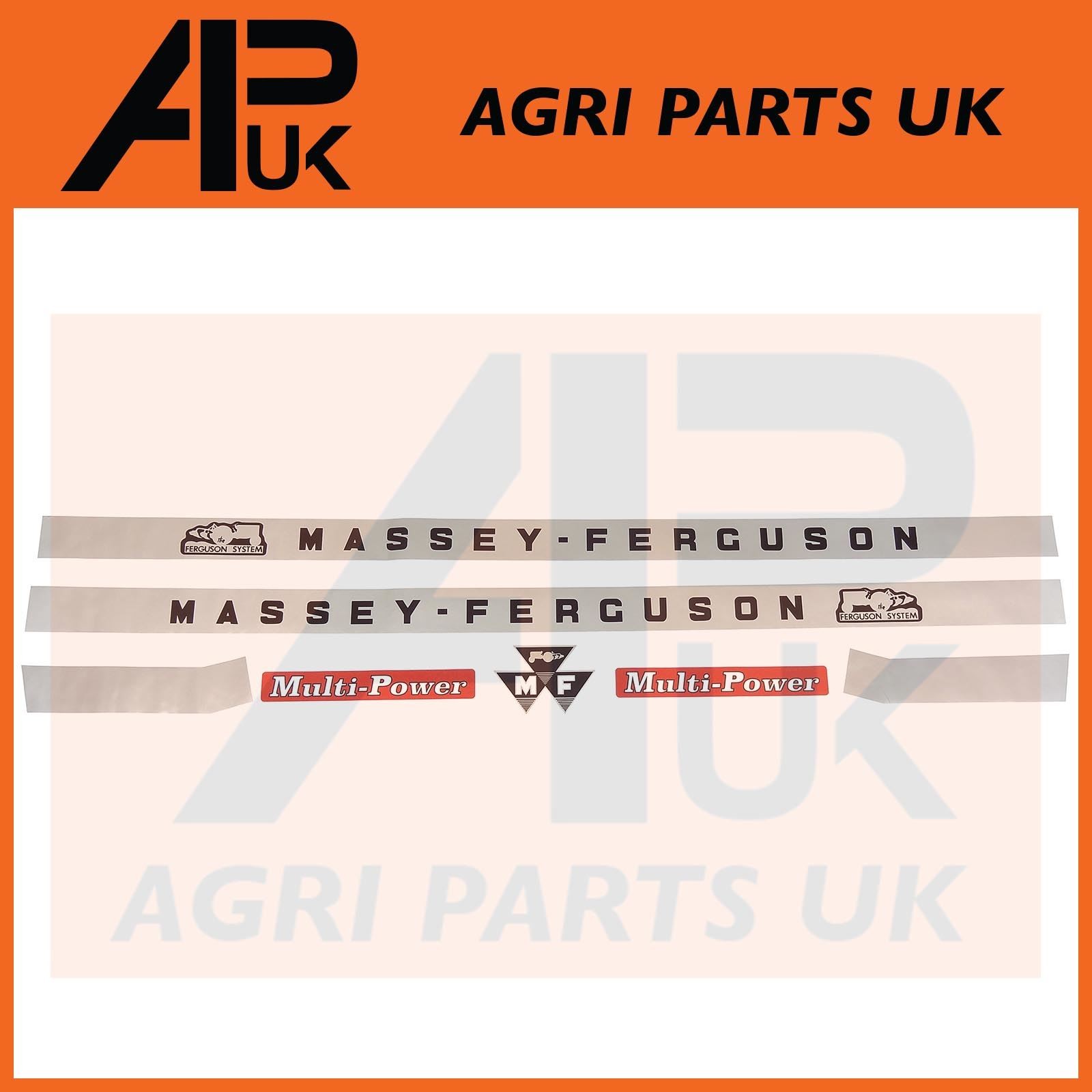 Hood Bonnet Decal Sticker Set 7pcs for Massey Ferguson 135 148 MF135 Tractor