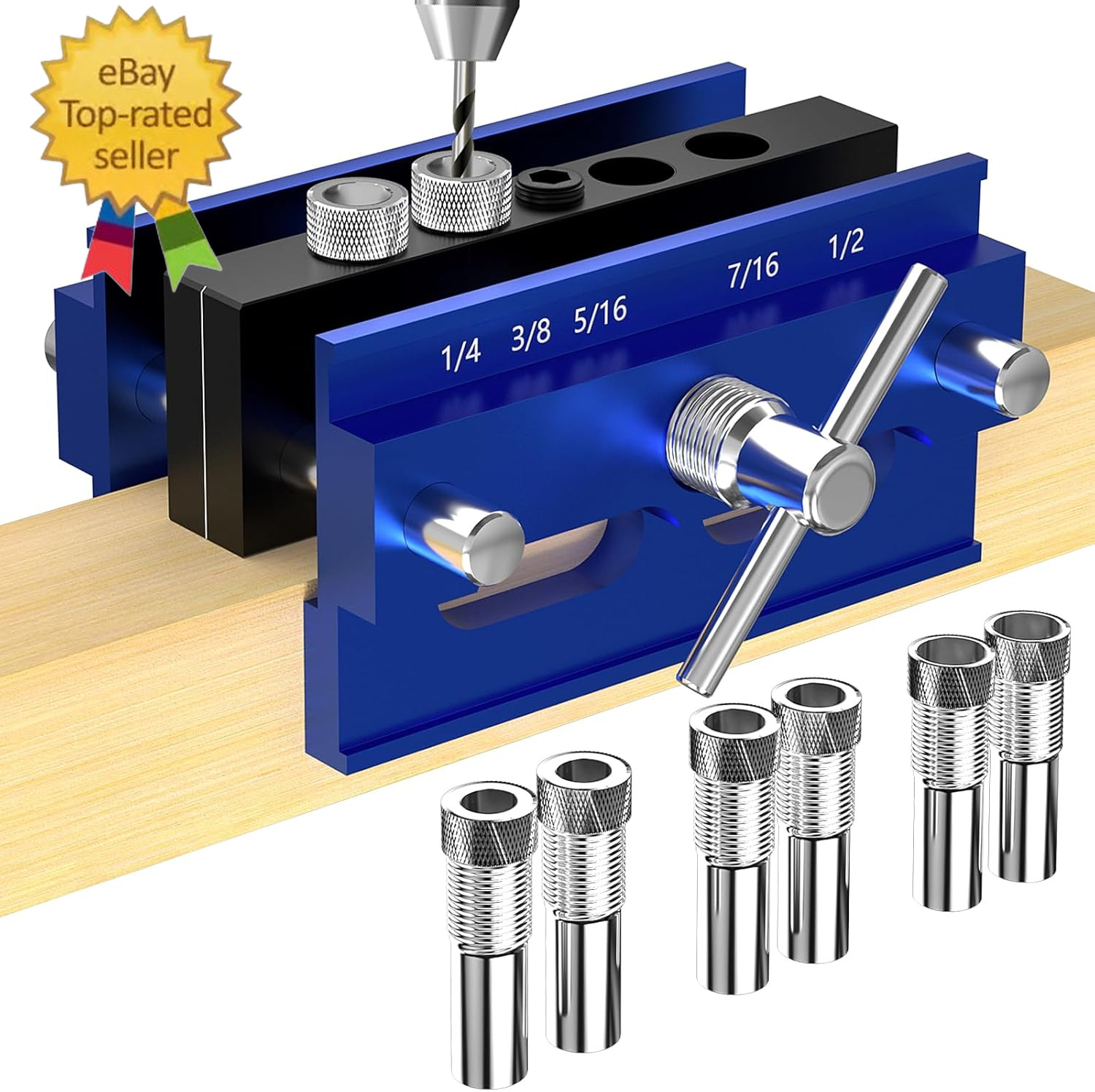 Self Centering Dowel Jig Kit, Drill Guide Jig Block for Straight Holes with 6PCS