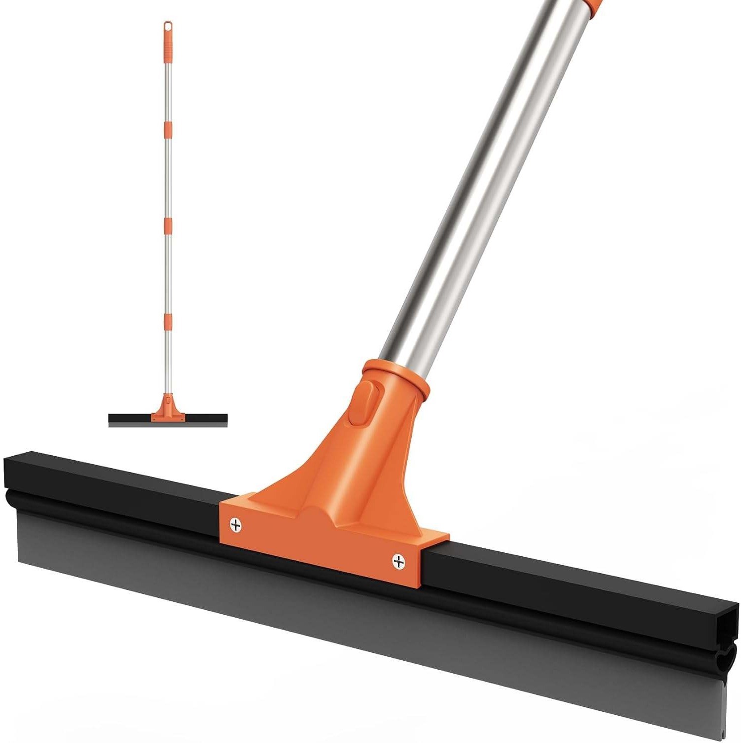 Adjustable 62" Floor Squeegee Broom 18" Rubber Head Stainless Steel Handle
