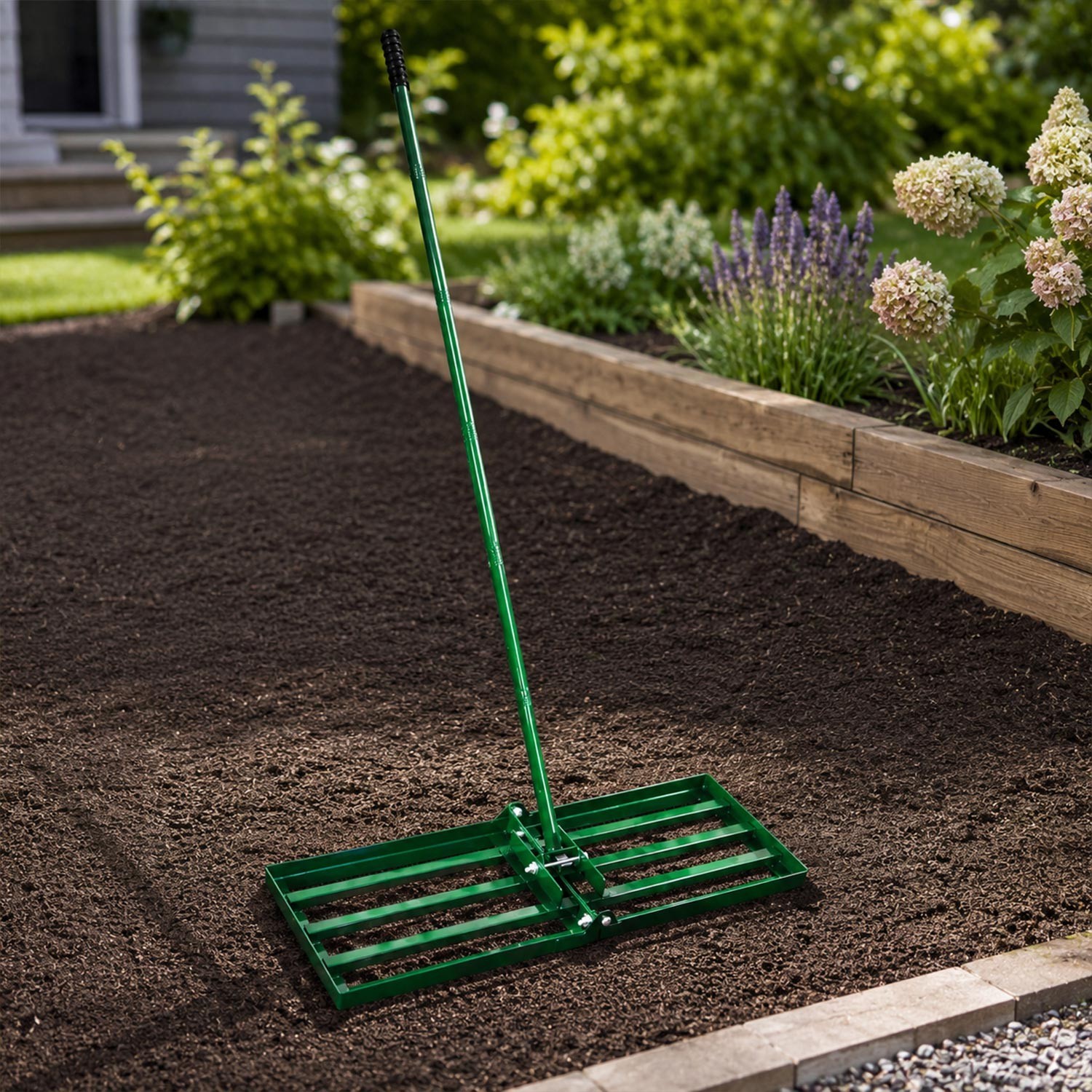 Lawn Leveling Rake 79.5in Handle Heavy Duty Sand Compost Yard Tool