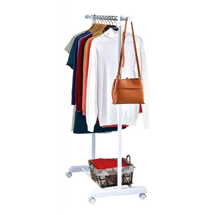 Mainstays Adjustable Metal Rolling Garment Clothes Rack, Chrome & White.....