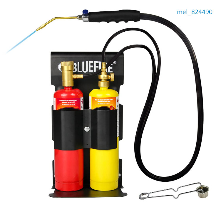 BLUEFIRE Oxypropane Welding Torch Kit w/ Flint Lighter, Rack for Brazing & HVAC