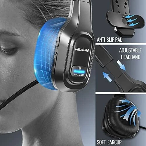 Noise Cancelling Bluetooth Headset Wireless Headphone for Trucker Truck Driver