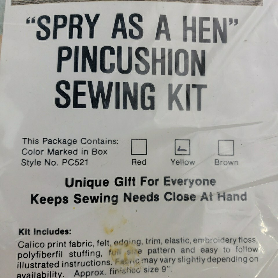 Tradition Today LOLO Bags - Spry As A Hen Pincushion Sewing Kit 1978 Vintage NIP