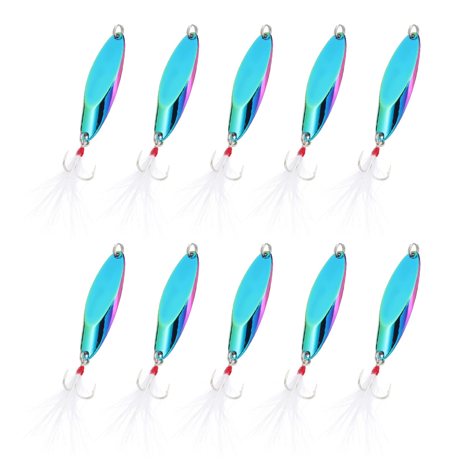 10Pcs 3/4 oz Metal Fishing Spoons Fishing Lures Casting Spoon, Multicolor