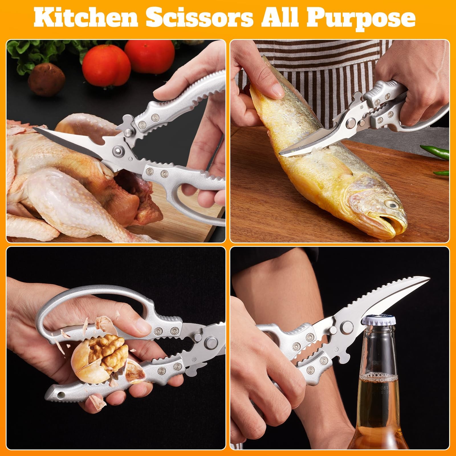 Heavy Duty Kitchen Scissors, Poultry Shears for Meat, Chicken, Bone, Turkey, ...