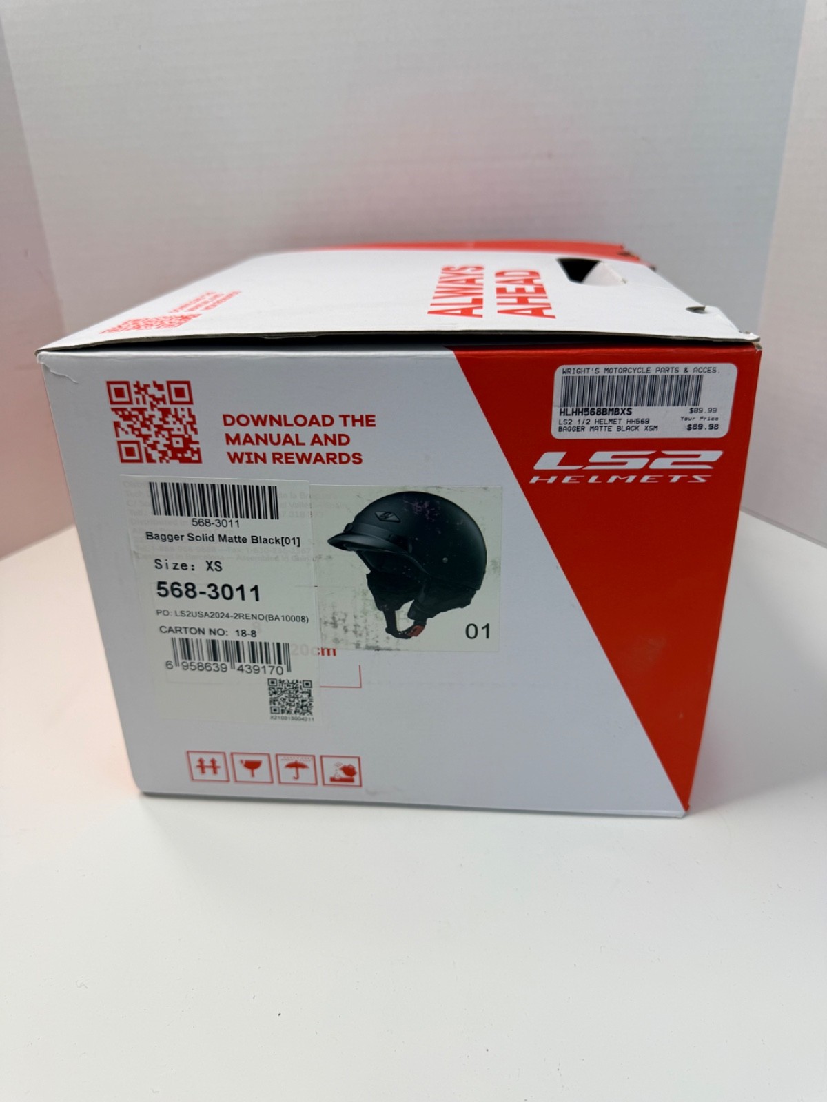 LS2 Bagger Half Helmet Matte Black XS w/ Bag & Visor — Open Box