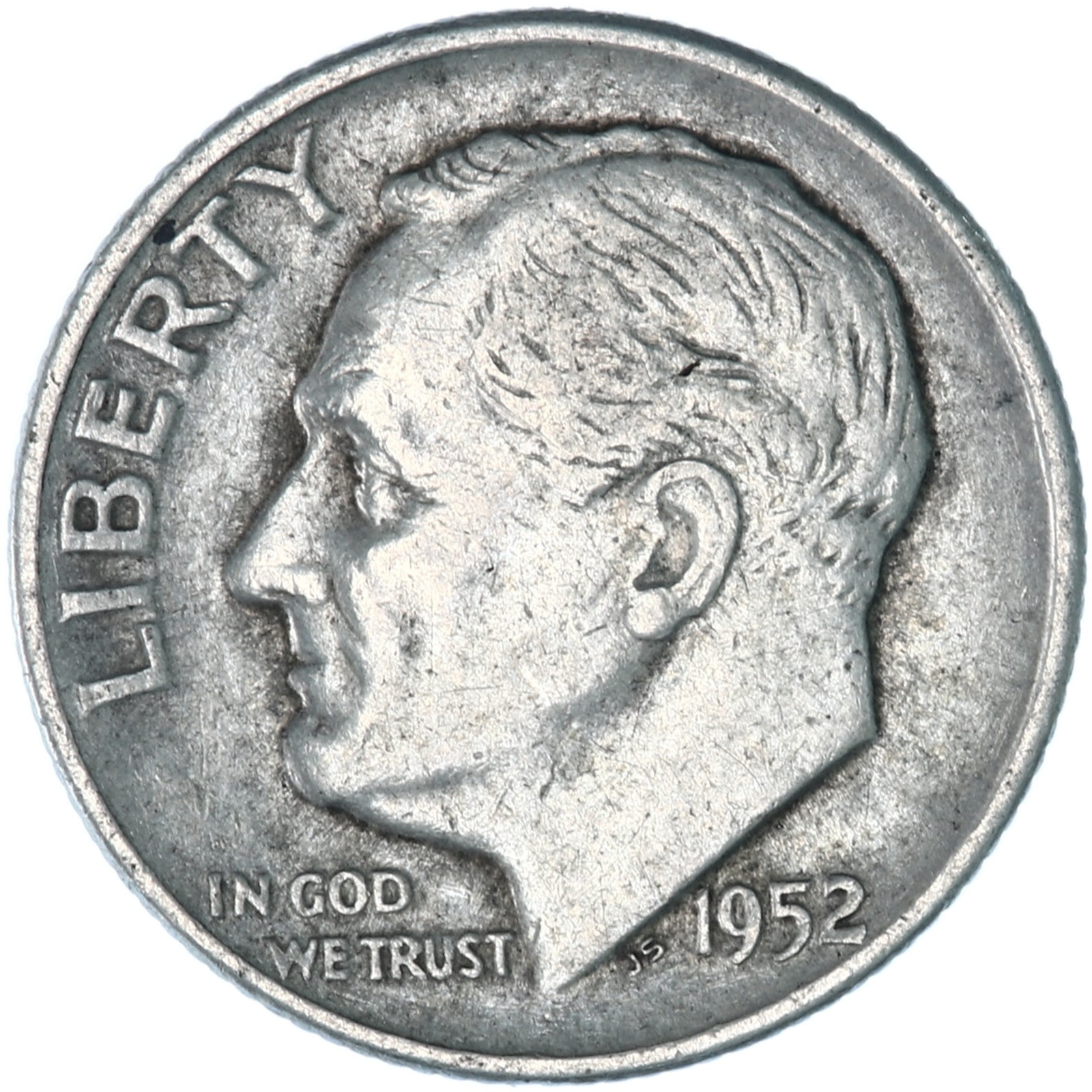 1952 D Roosevelt Dime 90% Silver Very Fine VF