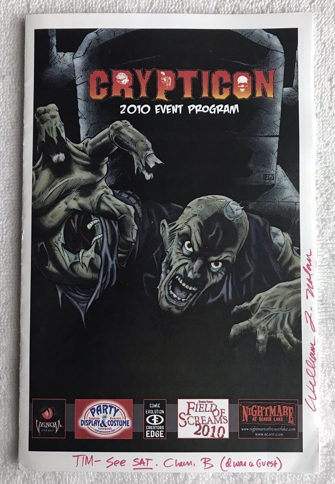 Crypticon Horror Convention ~ Seattle WA ~ 2010 Event Program ~ Signed by Nolan