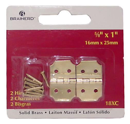 (12 Pack) Pair 5/8" X 1" Solid Brass Hinges With Brads