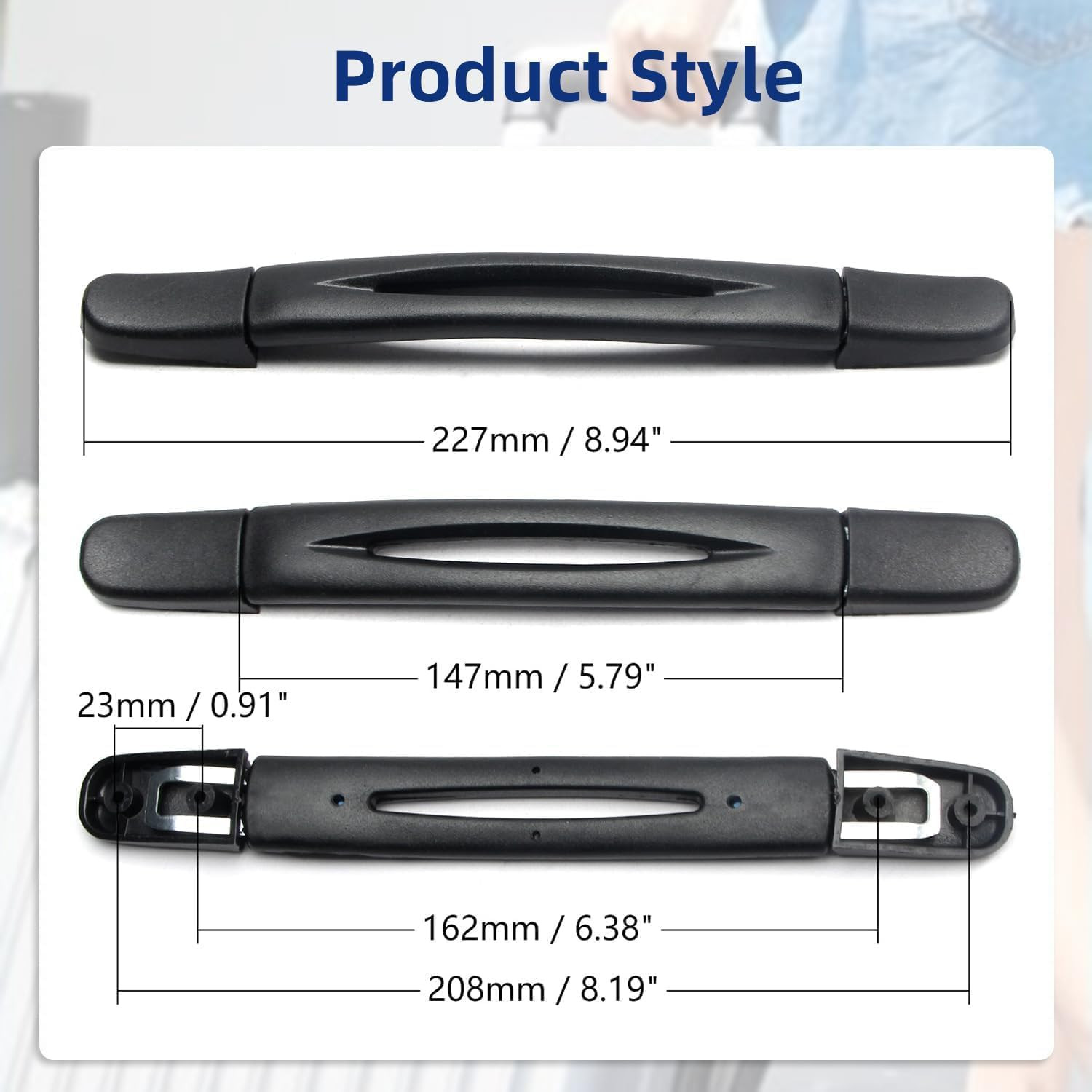2Pcs Luggage Handle 9.06" X 0.98" (L X W) Plastic Pull Handle Grip Replacement 2
