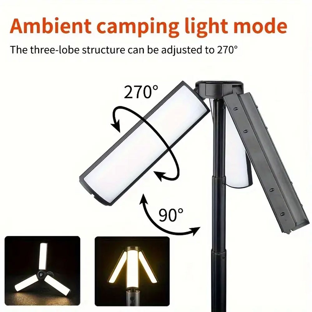 3000mAh Telescopic Folding Tent Light Tripod Camping