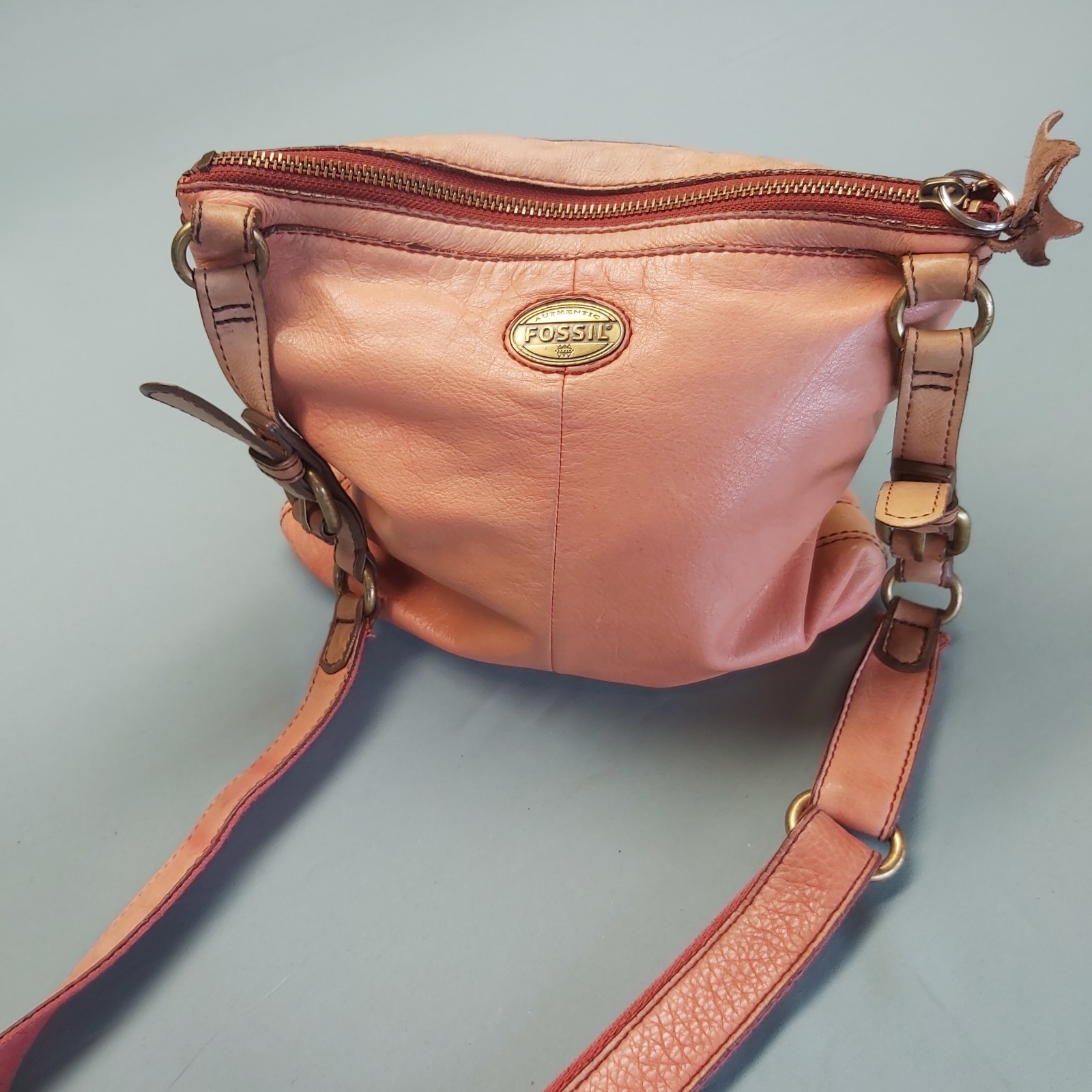 Fossil leather Handbag, Orange, 27x29cm, Adjustable Strap