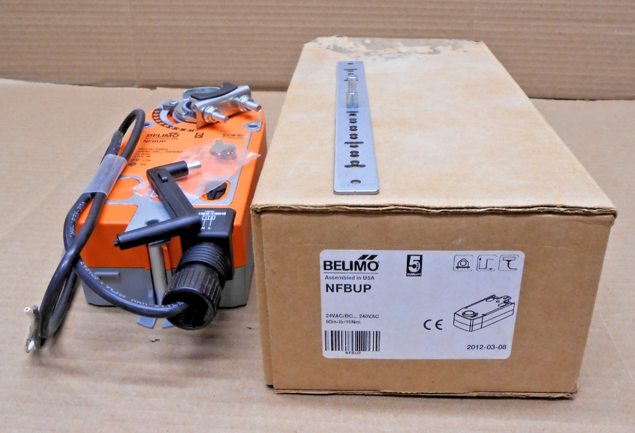 NEW BELIMO NFBUP REVERSIBLE DAMPER ACTUATOR 90IN-LB  24VAC/DC 240VAC (2 AVAIL)