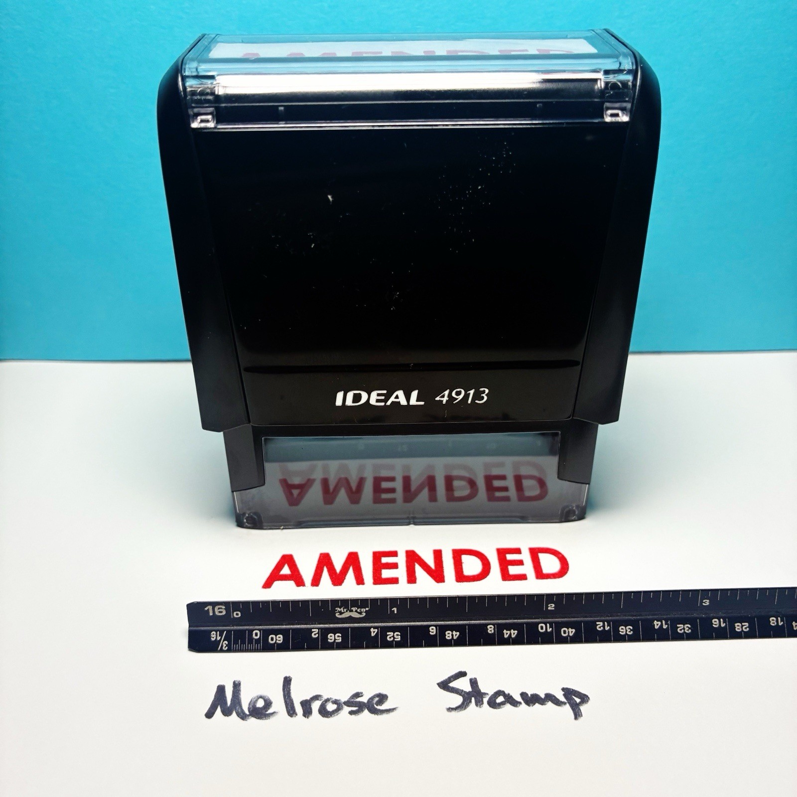 Amended Rubber Stamp Red Ink Self Inking Ideal 4913