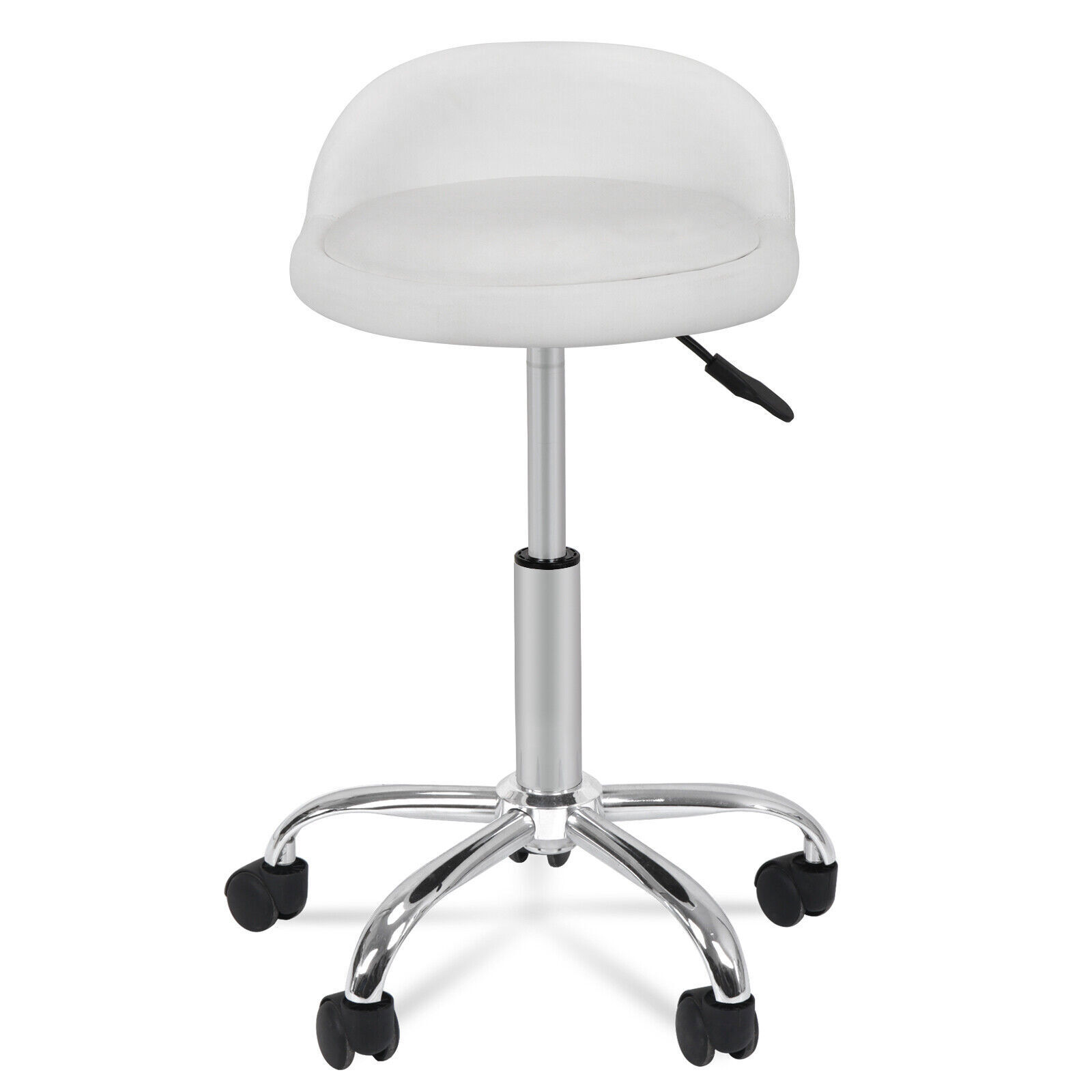 PU Leather Rolling Stool Tattoo Facial Spa Salon Stool Home Office White