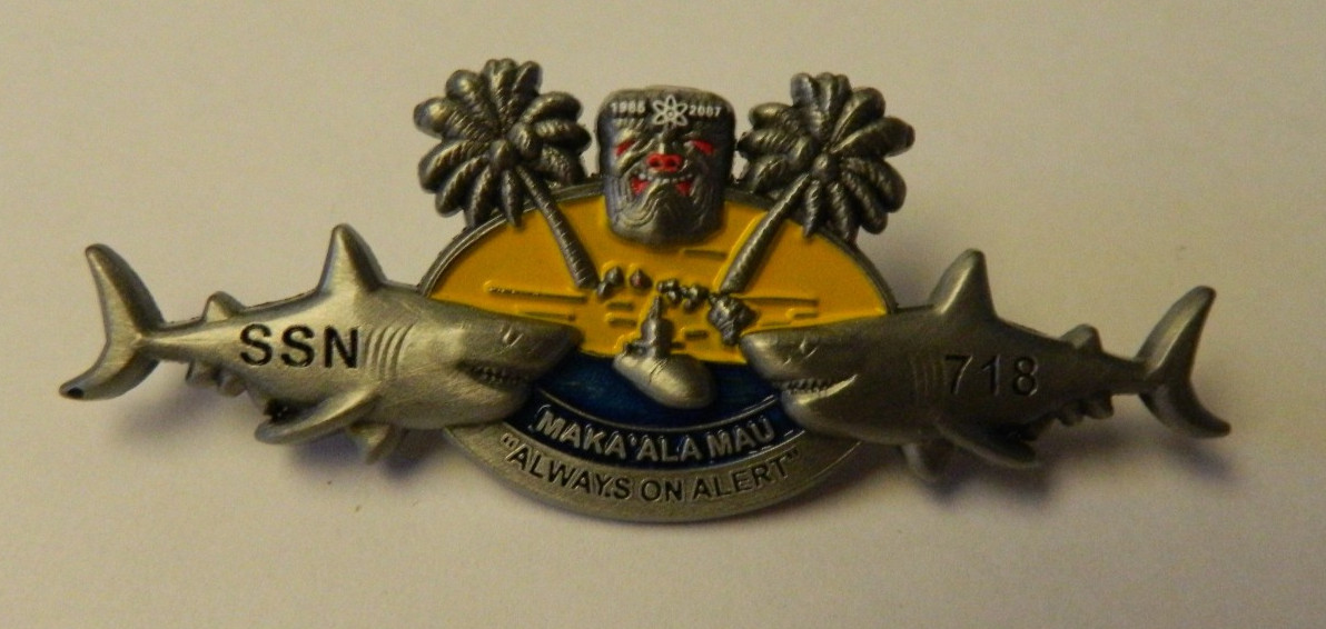 USS HONOLULU SSN-718 SUBMARINE INSIGNIA / BADGE - ANTIQUE SILVER 3D  (NUMBERED)