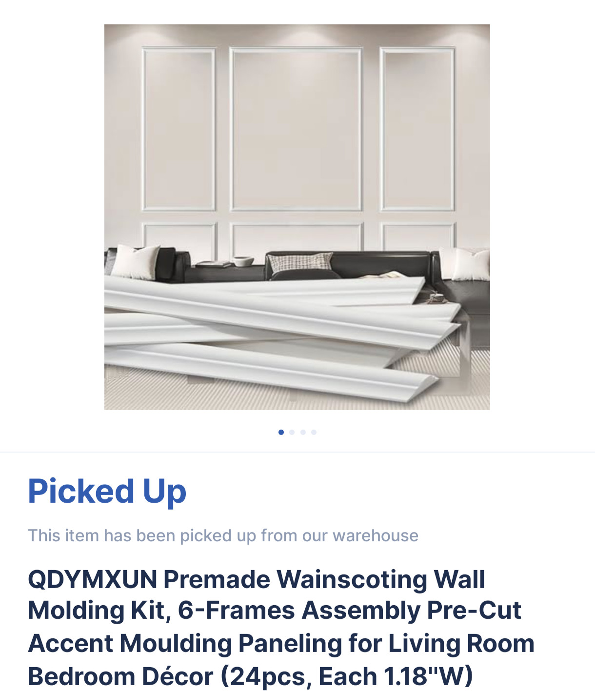 QDYMXUN Premade Wainscoting Wall Molding Kit, 6-Frames Assembly Pre-cut