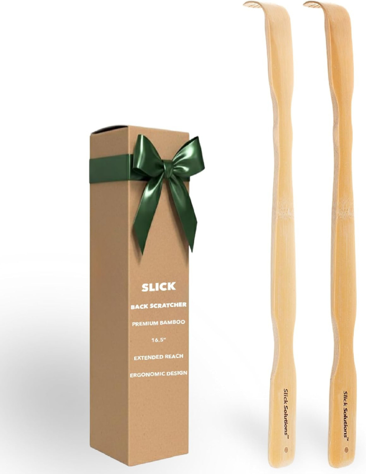 Bamboo Back Scratcher 2 Pack Wooden Long Handle 16.5 Back Scratcher