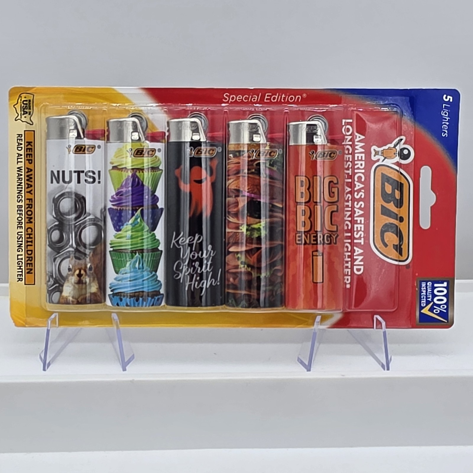 5 Pack Bic Special Edition Lighters, Gift, Sandwiches, Spirit High, Cupcakes