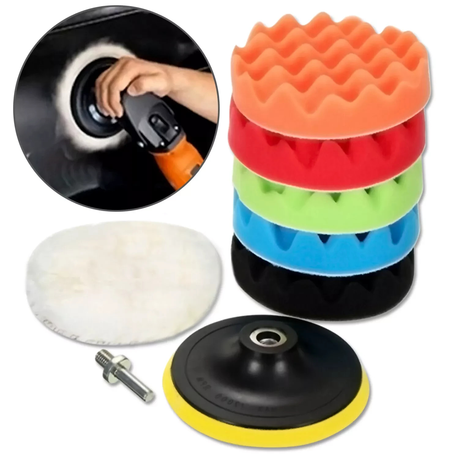 8Pcs 5 Inch Polishing Pads Sponge Waxing Foam Buffing Kit Car Polisher for Drill