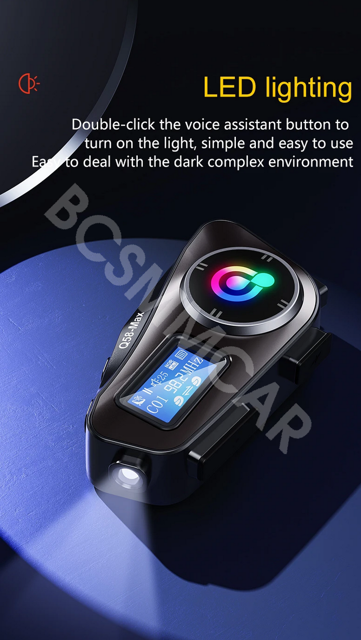 2X Motorcycle Intercom 500m 2 Riders Bluetooth Helmet Headset With Flashlight