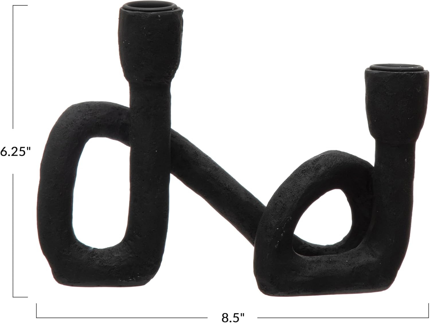 Modern Sculptural Double Taper Candle Holder, Black
