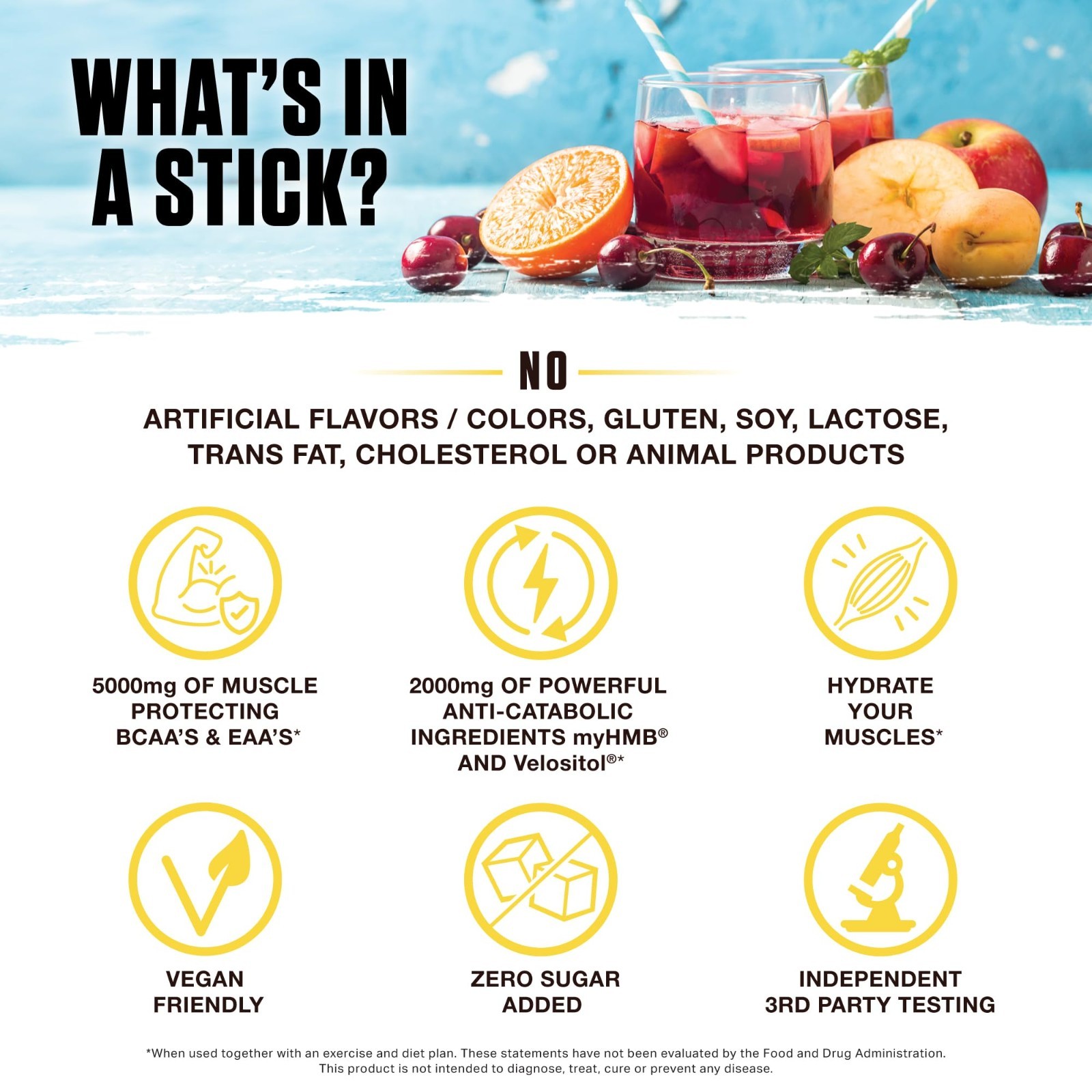 Electrolyte Powder for Fasting | EAA, BCAA & HMB | Sugar-Free Hydration | Vegan,