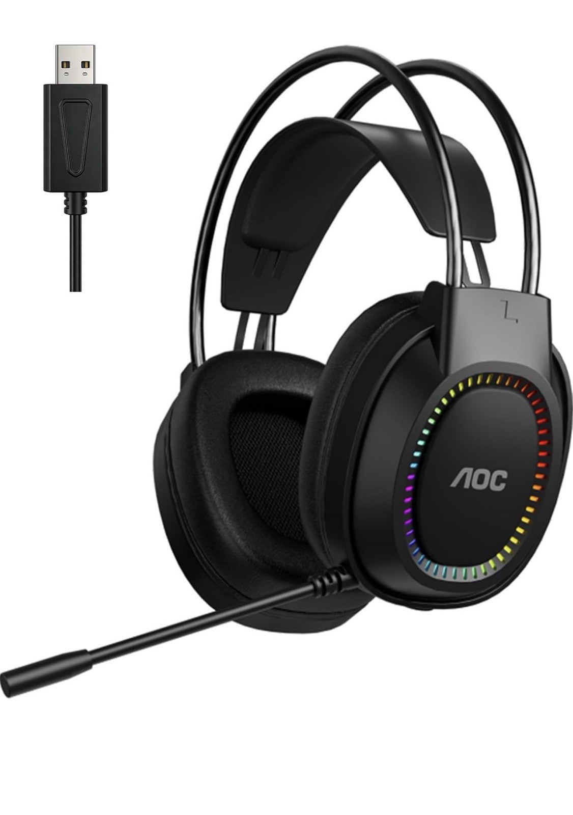 AOC ACG2500 Wired USB RGB Gaming Headset Mic PC PS4 PS5 50mm Drivers