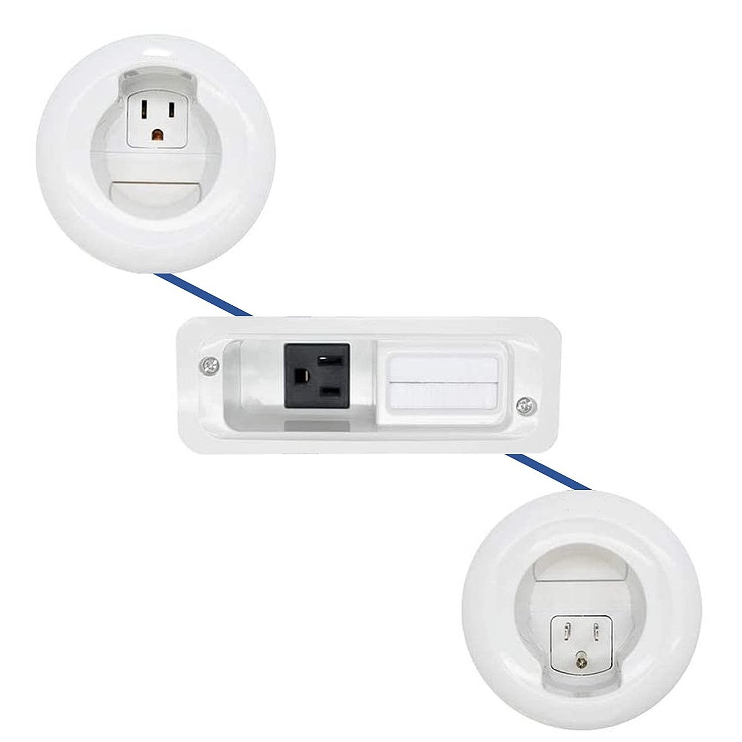 Legrand Wiremold WMC801 In Wall TV Power and Soundbar Grommet Kit, Cable Managem